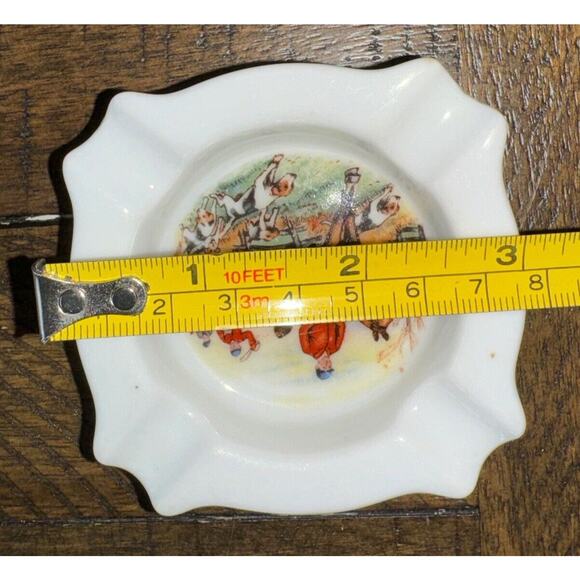 Vintage Fox Hunting Scene Small Ashtray Gold Castle Japan Equestrian Decorative - Picture 3 of 3